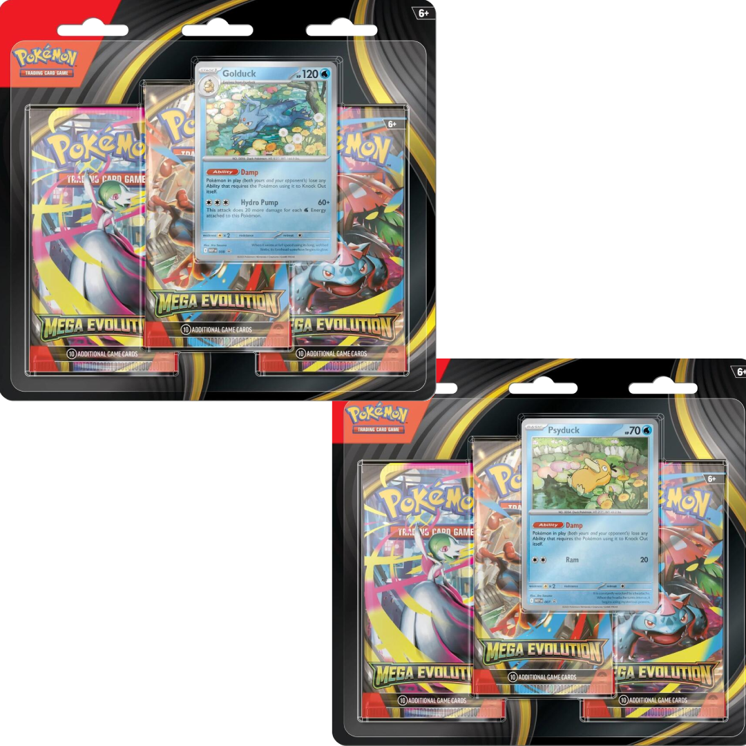 Mega Evolution 3-Pack Blister [Psyduck or Golduck, Styles Vary]